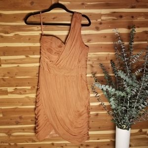 H&M Orange Draped one shoulder dress